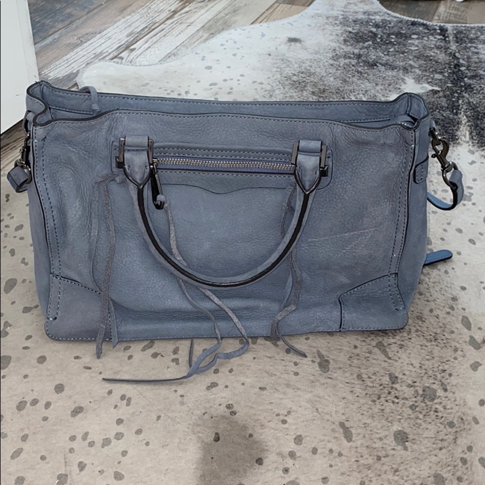 Rebecca Minkoff blue suede Regan satchel